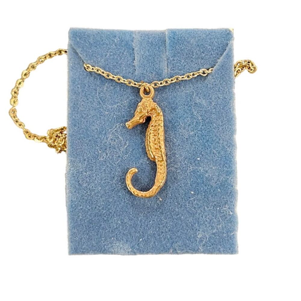 Vintage Gold tone Seahorse necklace 16 inch chain